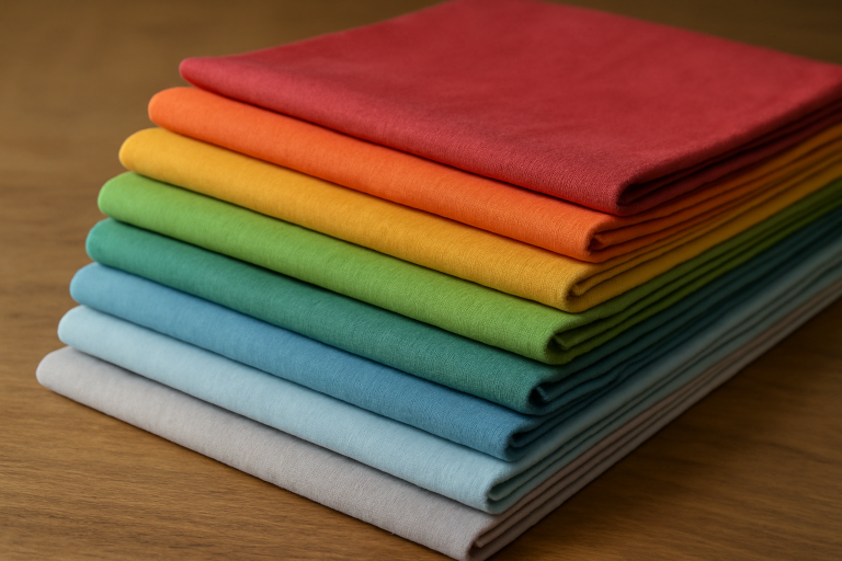 palette de tissus colorés posée sur table