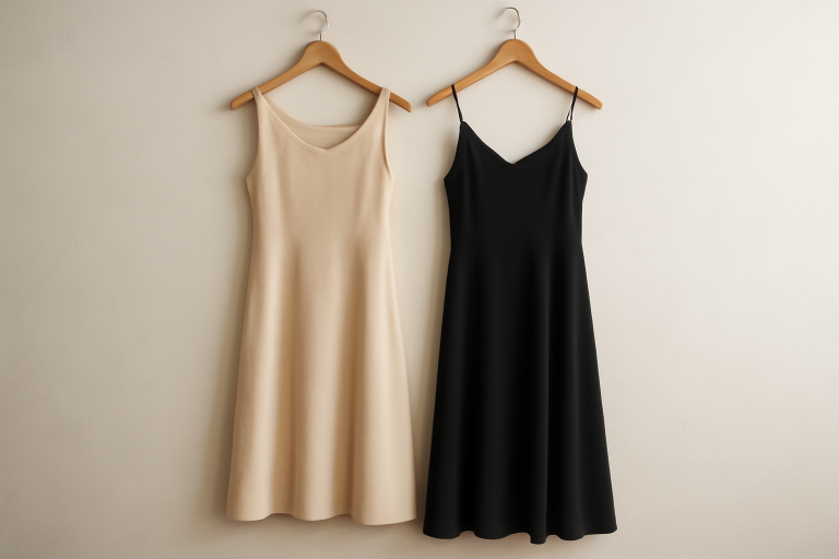 deux robes de longueurs différentes pendues