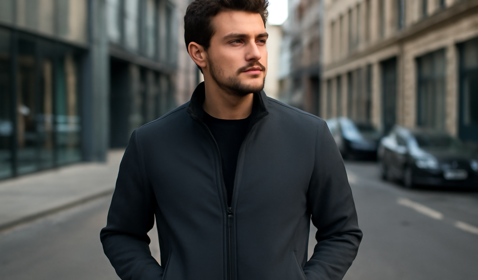 homme portant veste contemporaine en ville