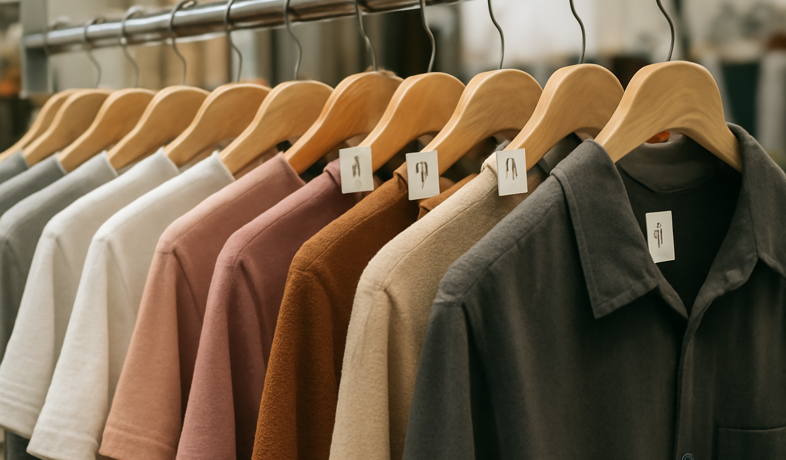 rayon vetements avec etiquettes de tailles variees