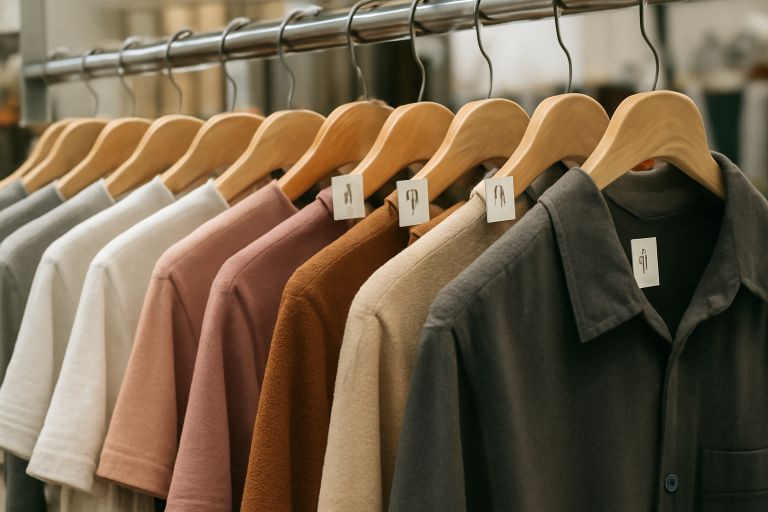 rayon vetements avec etiquettes de tailles variees