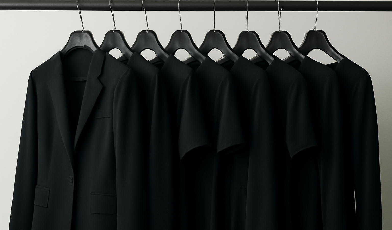 tenues noires alignees sur cintres
