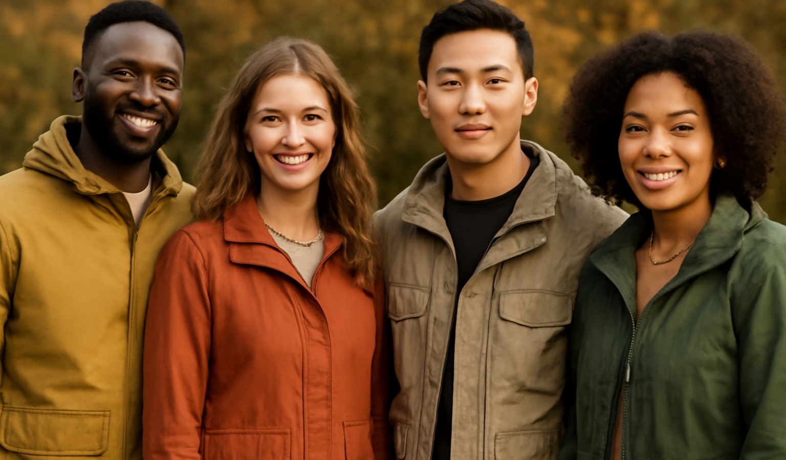 personnes de peaux diverses en vestes automne