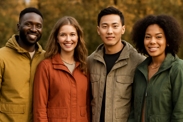 personnes de peaux diverses en vestes automne