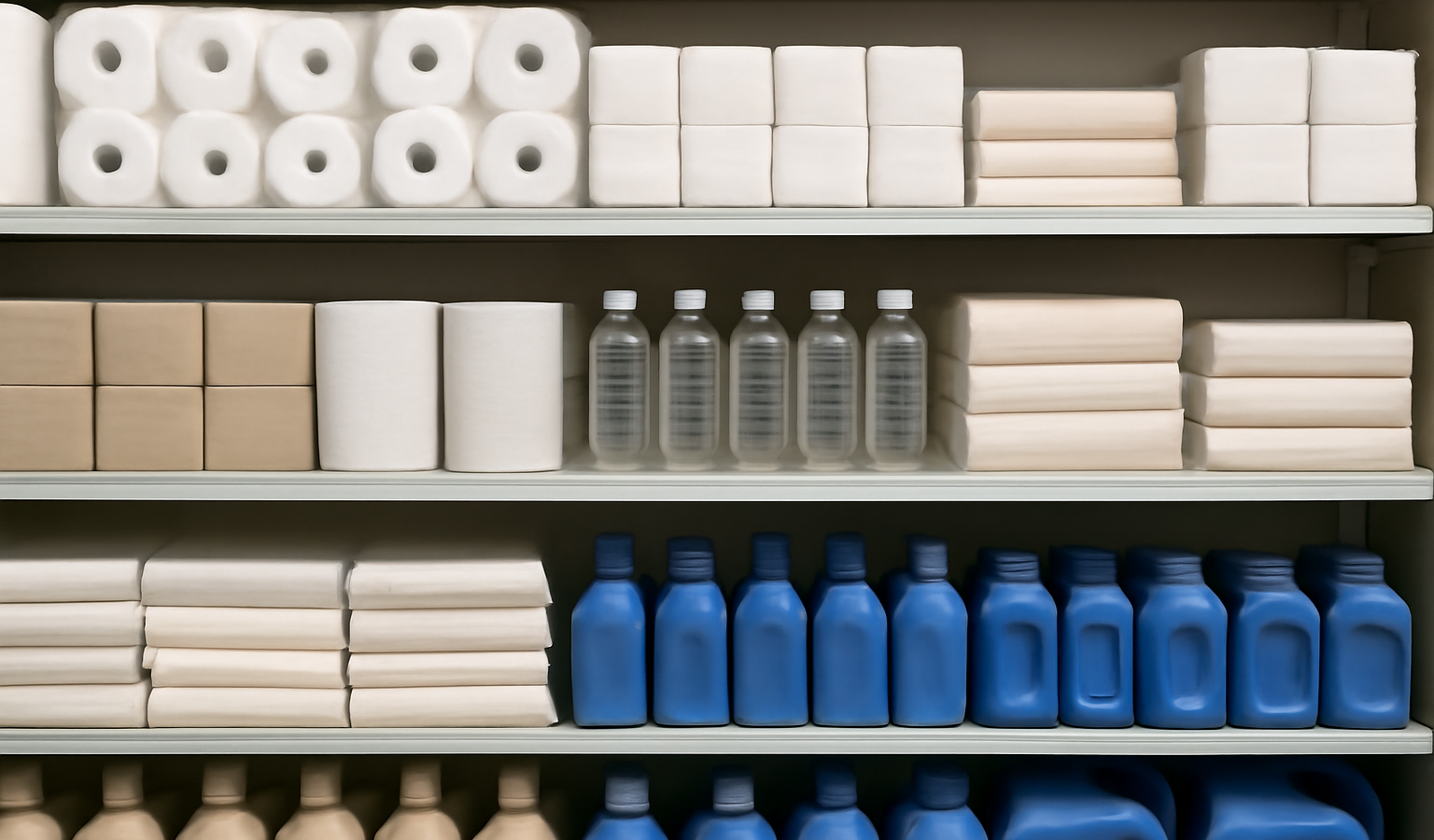 rayon magasin avec basiques alignés