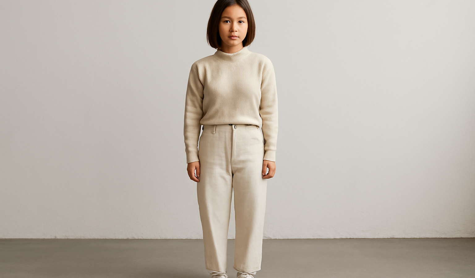 femme petite portant tenue monochrome