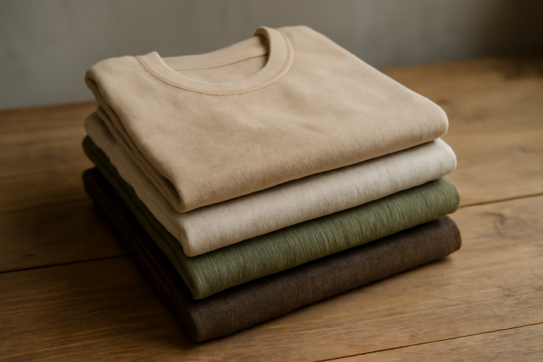 vetements eco-responsables plies sur table