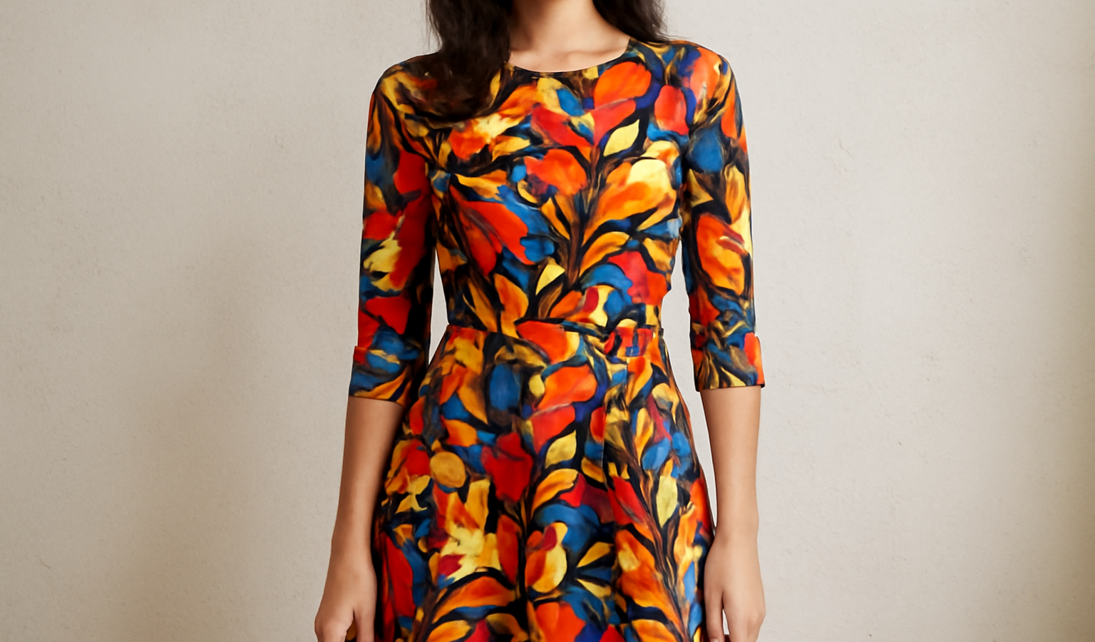personne portant robe à motif audacieux