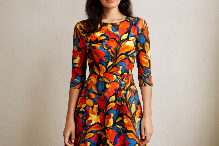 personne portant robe à motif audacieux