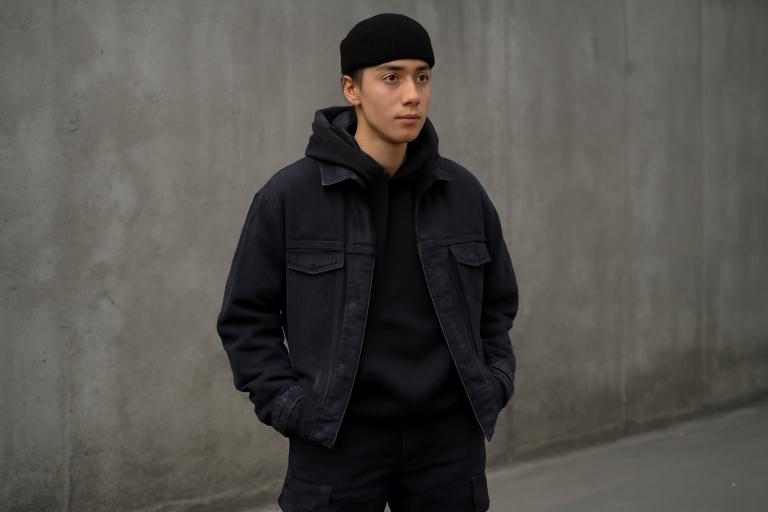 personne en tenue monochrome urbaine