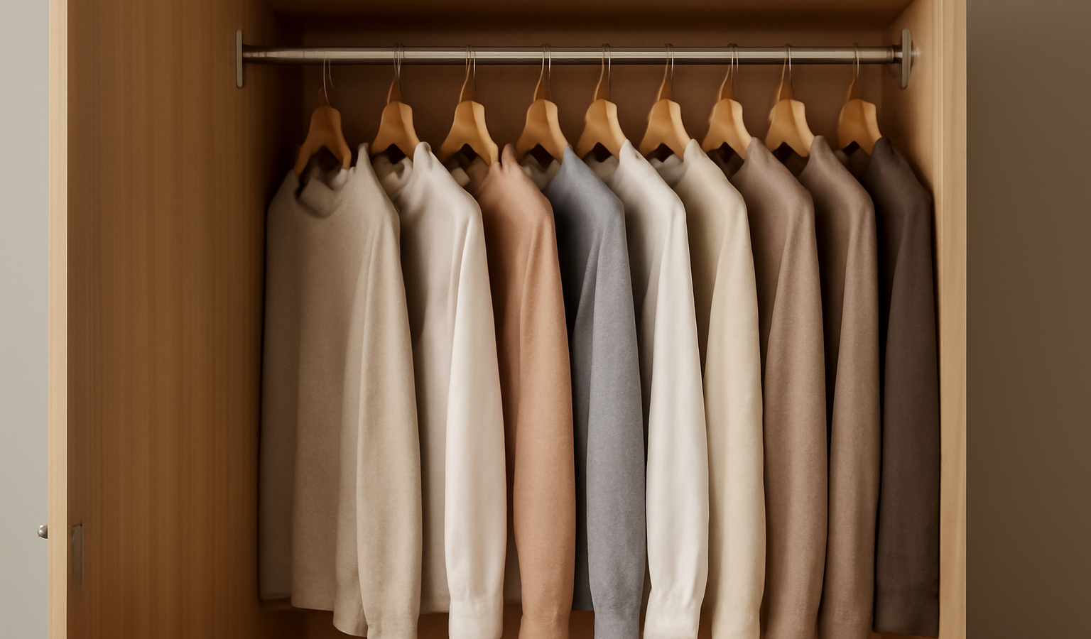 armoire ouverte avec vêtements similaires