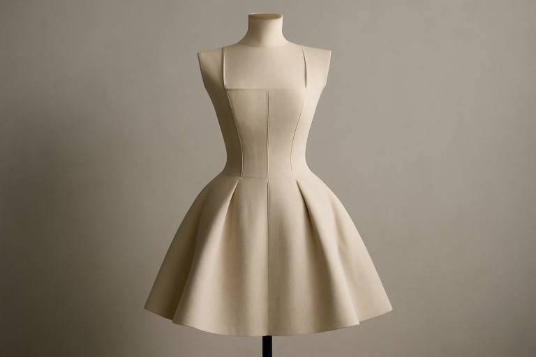 robe structurée sur mannequin minimaliste