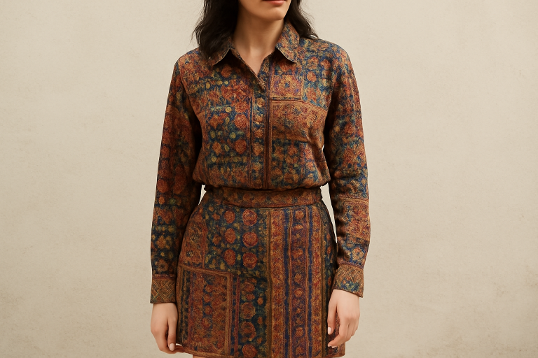 ensemble mix motifs chemise et jupe coordonne