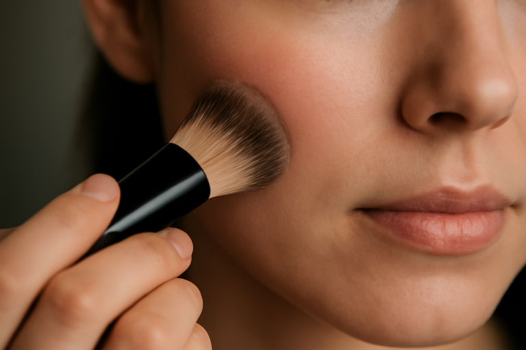 mains estompant du maquillage sur une joue