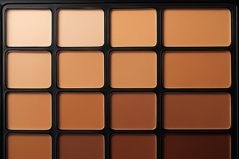 palette de fonds de teint rangees par nuance