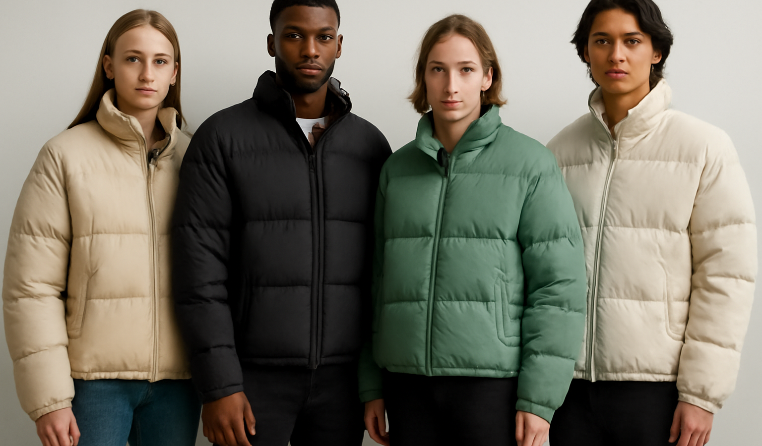 personnes portant vestes oversize et ajustees cote a cote