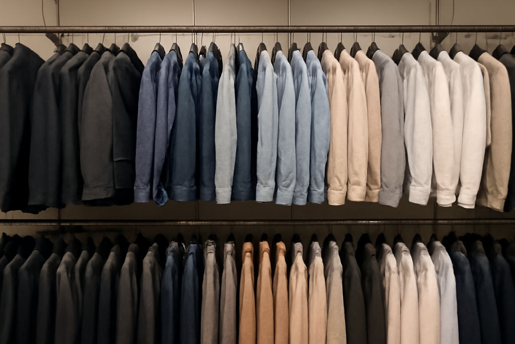 rayon vêtements masculins aux tailles variées