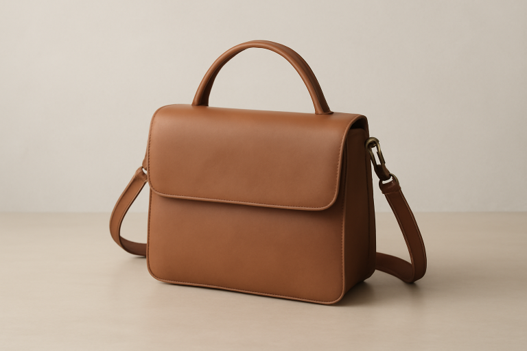 sac aux lignes simples posé sur table neutre