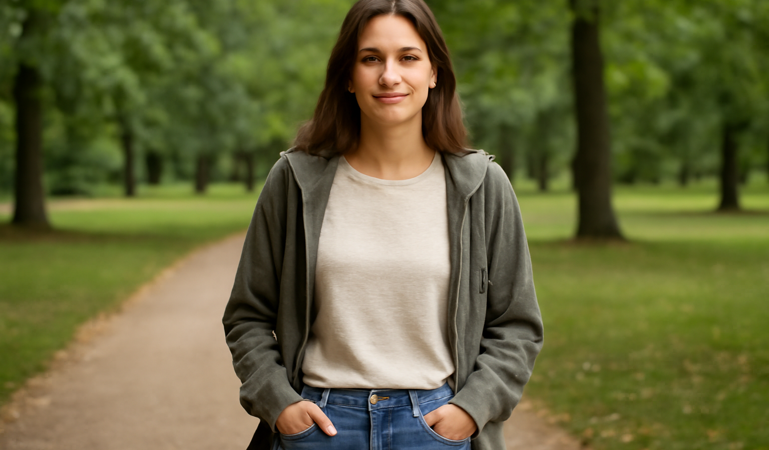 femme en tenue décontractée dans parc