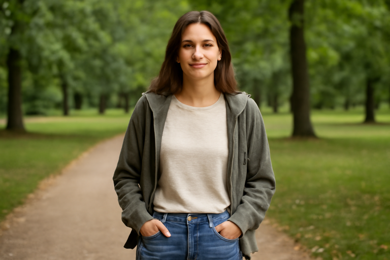 femme en tenue décontractée dans parc