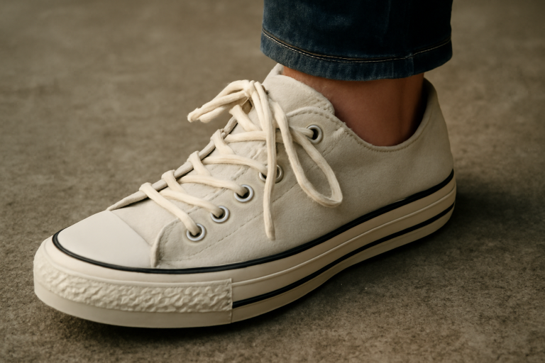 pied chaussé sneaker basse lacets desserrés