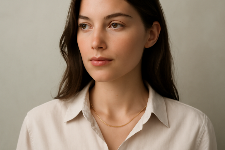 femme portant un collier sobre avec chemise