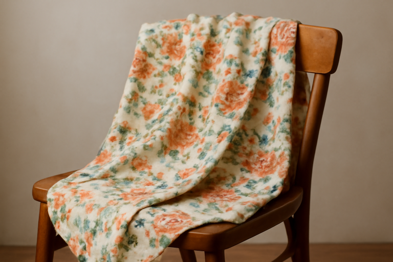 tissu à motif floral posé sur une chaise