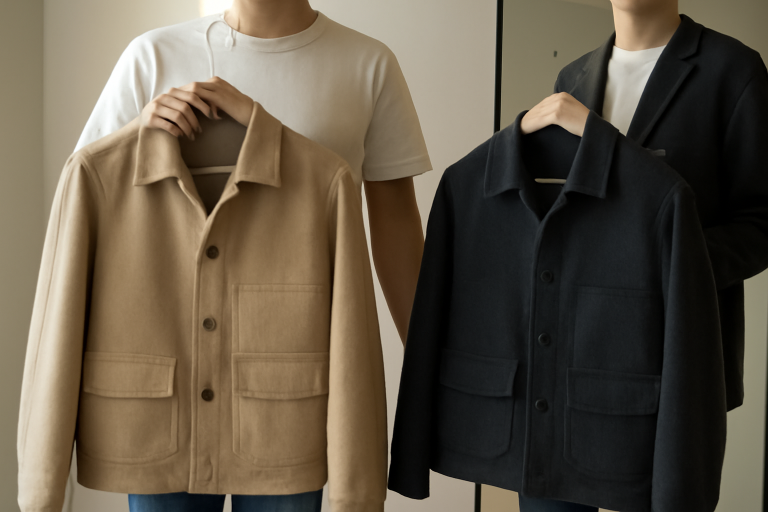 personne comparant deux vestes miroir