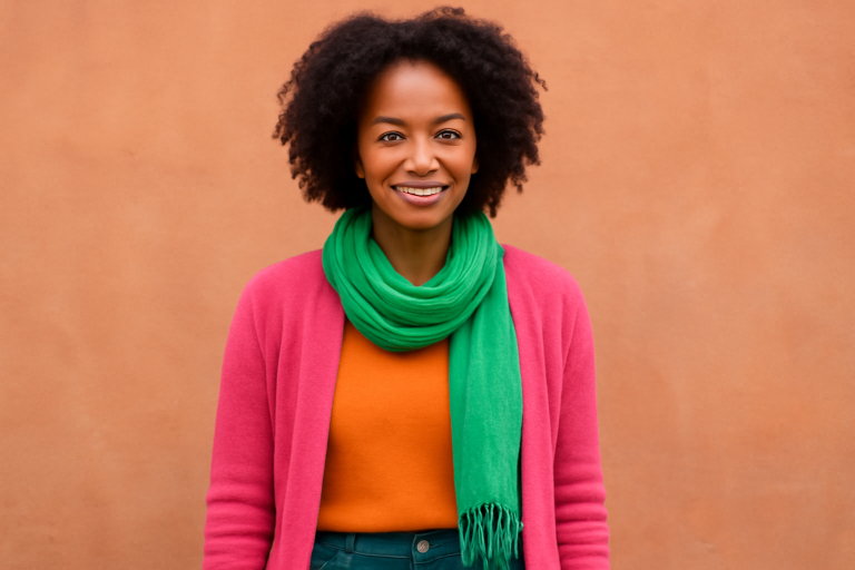 personne portant couleurs vives harmonieuses