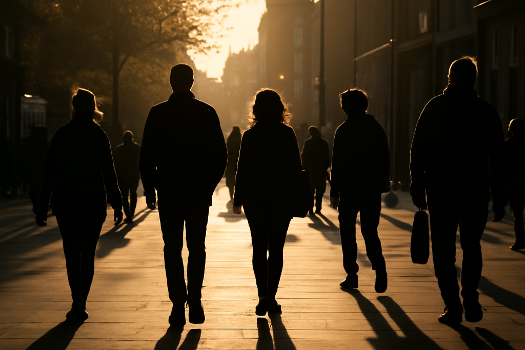 personnes de silhouettes variées dans la rue