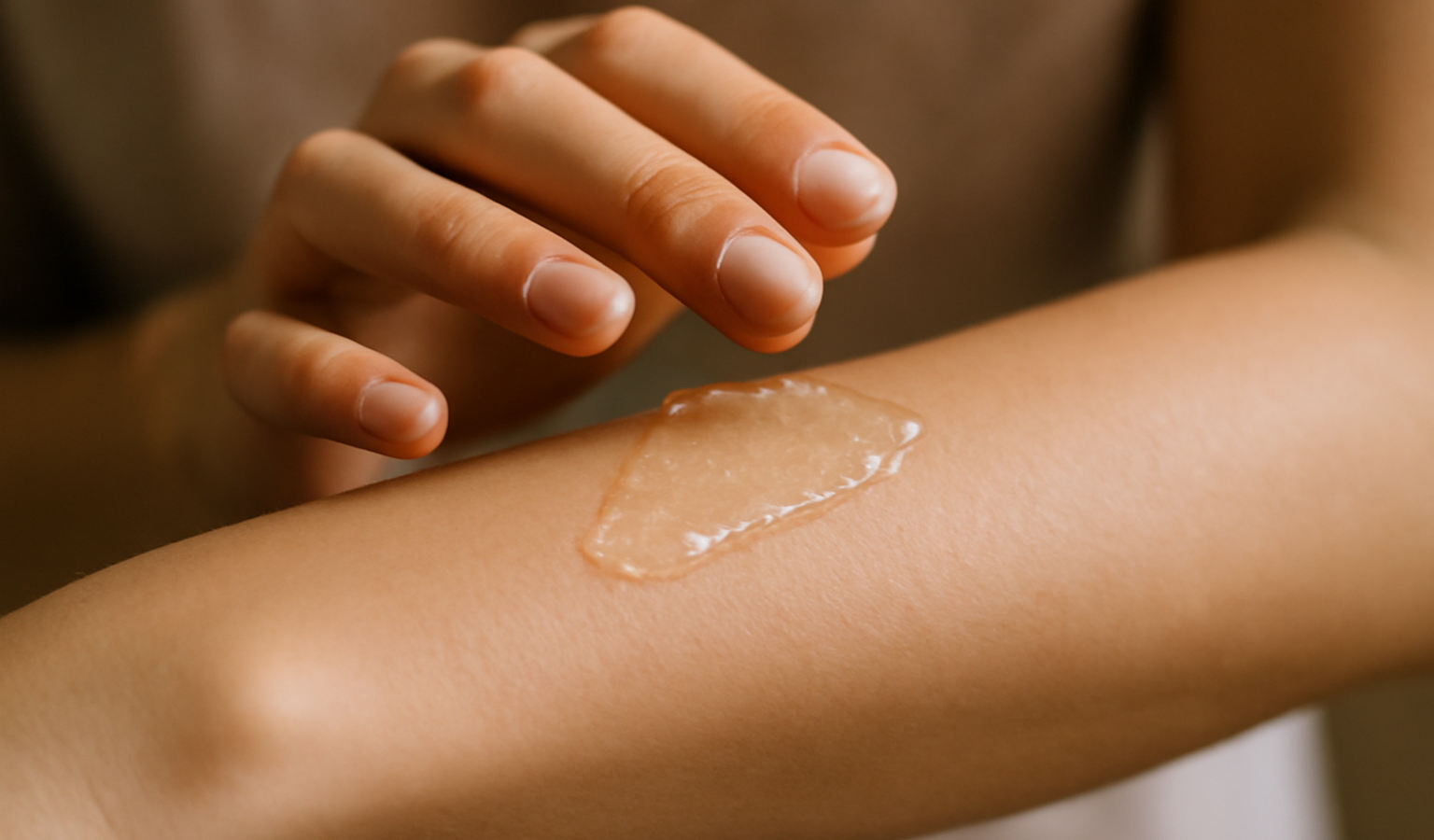 mains appliquant un gel apaisant sur la peau