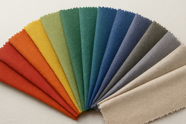 échantillon de tissus colorés disposés en éventail