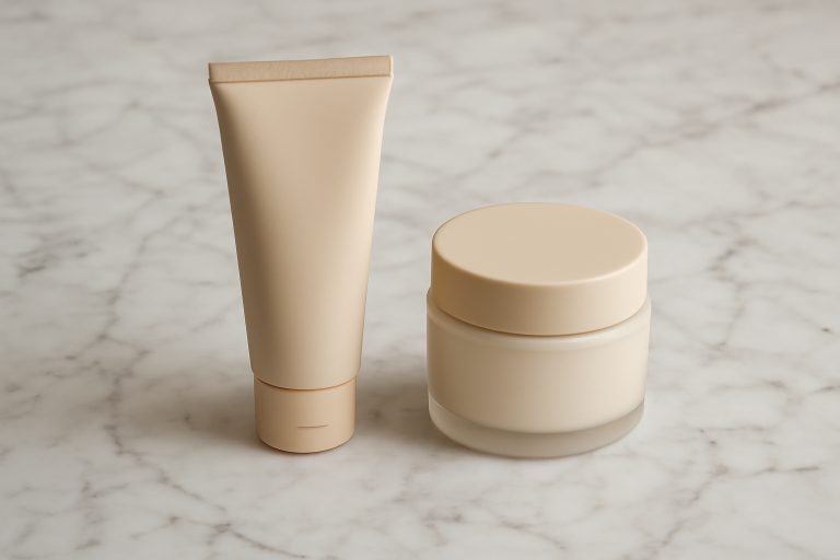 tubes base et creme poses sur marbre