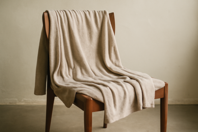vêtement drapé posé sur une chaise sobre