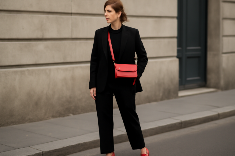 tenue monochrome rehaussee par accent coloré