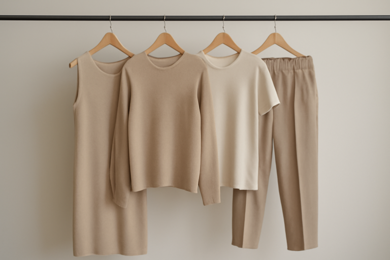 tenues minimalistes assorties sur cintres