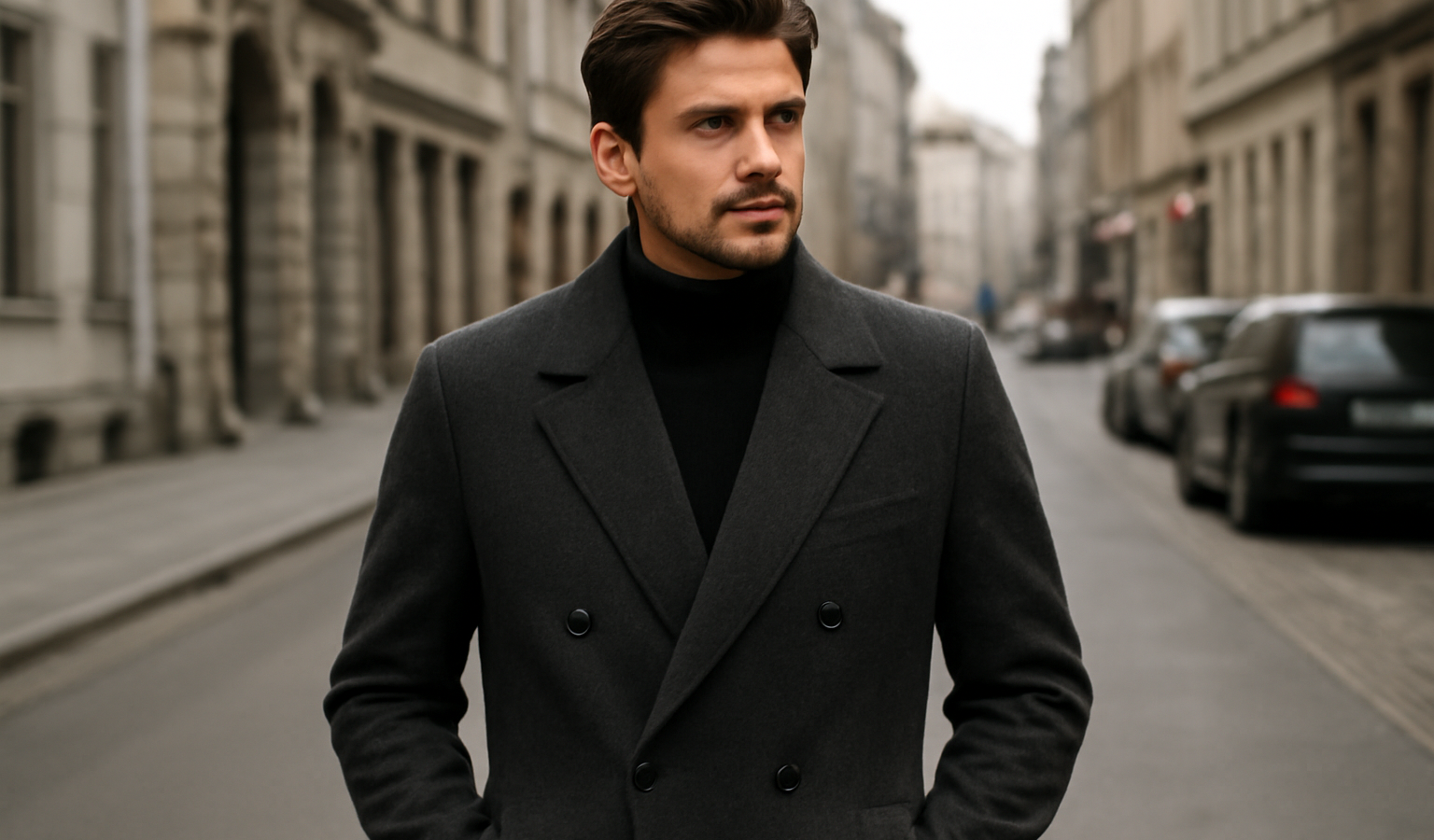 homme en manteau structuré dans rue