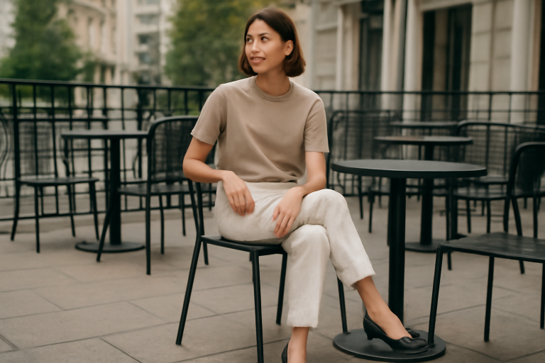 look minimal porté en terrasse urbaine