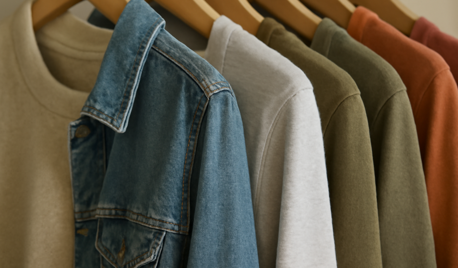 détail de manches variées sur cintres