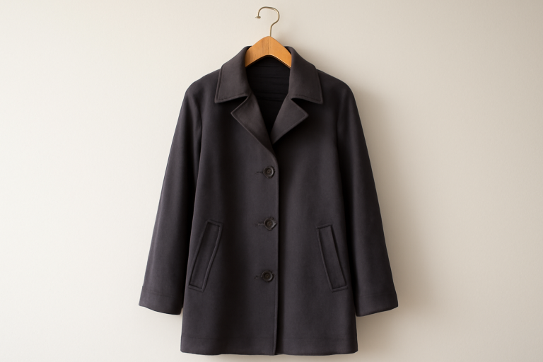 manteau mi-saison posé sur un portemanteau