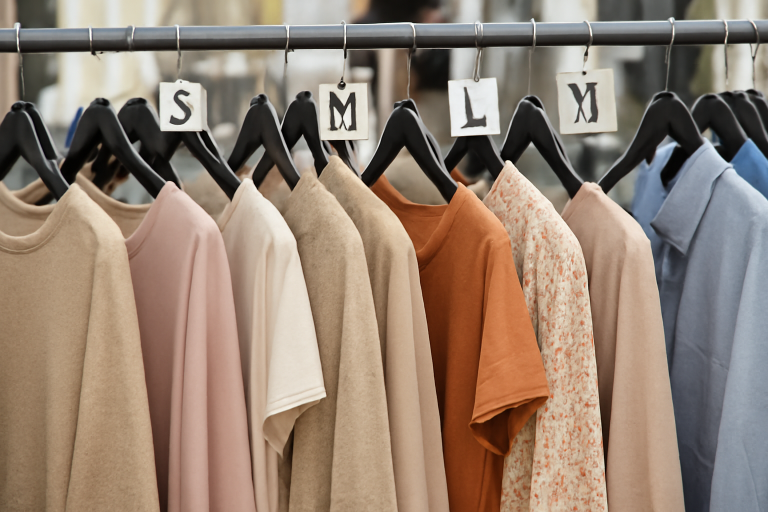 rayon de vêtements féminins avec étiquettes de tailles