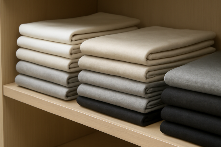 rayon de basiques pliés sur étagère