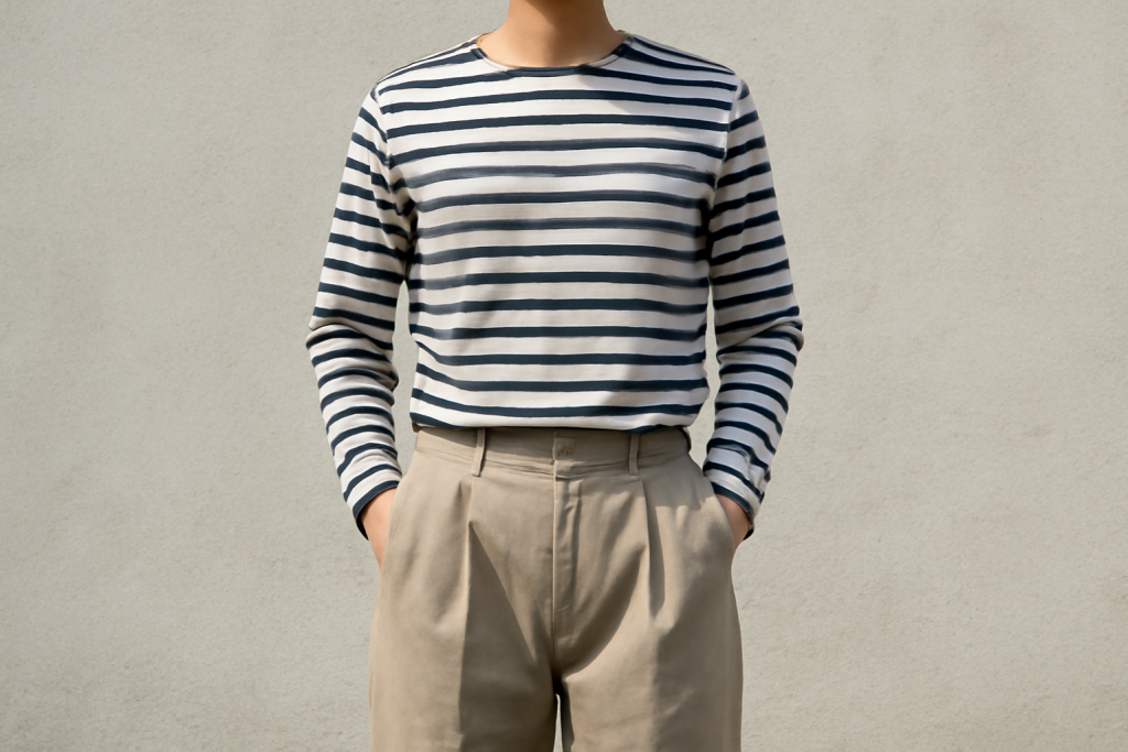 personne portant marinière et pantalon large
