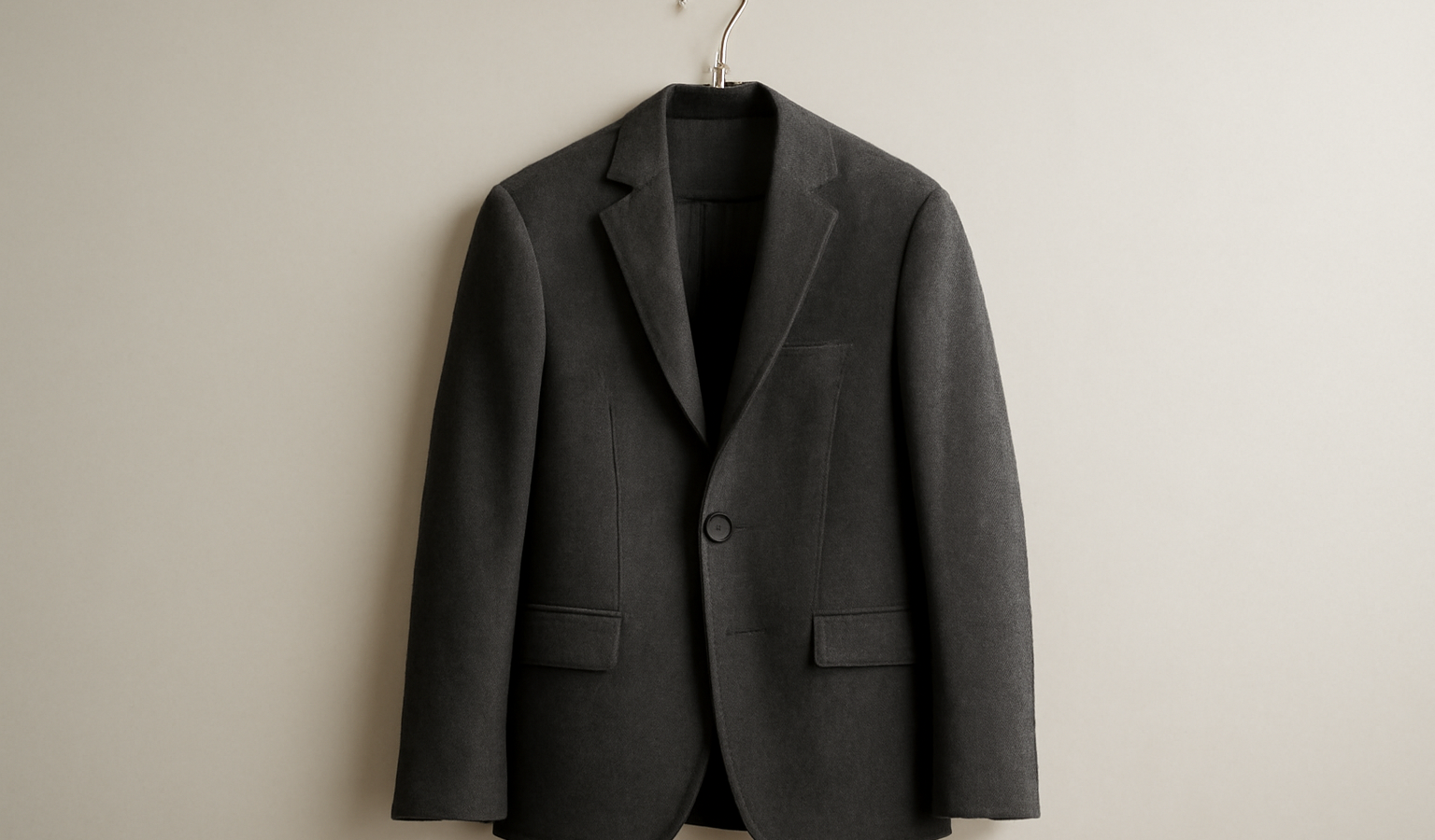 veste structurée suspendue sur cintre minimal