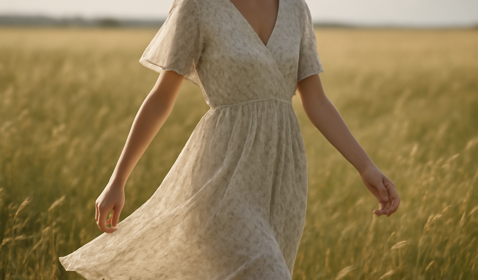robe legere motif discret au vent en champ