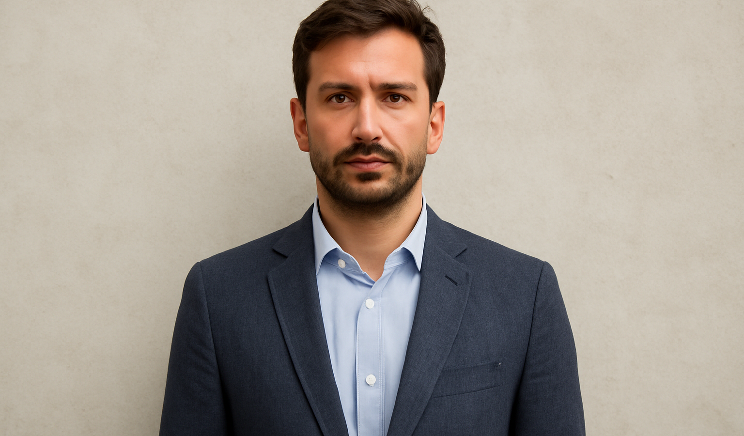 homme portant un blazer droit devant un mur