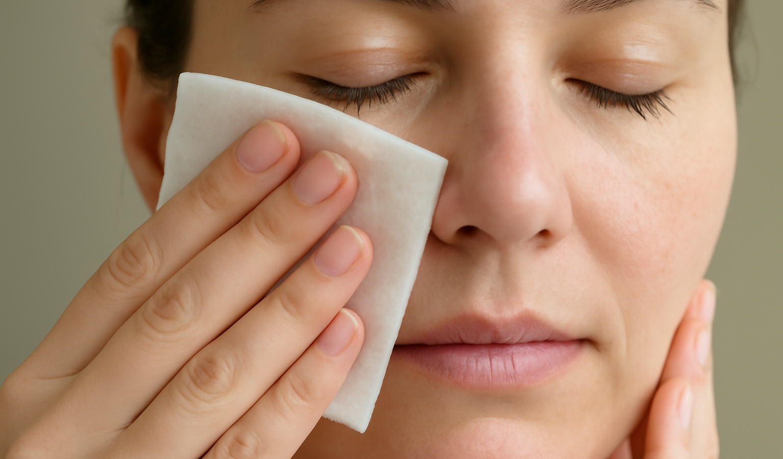 mains pressant une compresse apaisante sur le visage