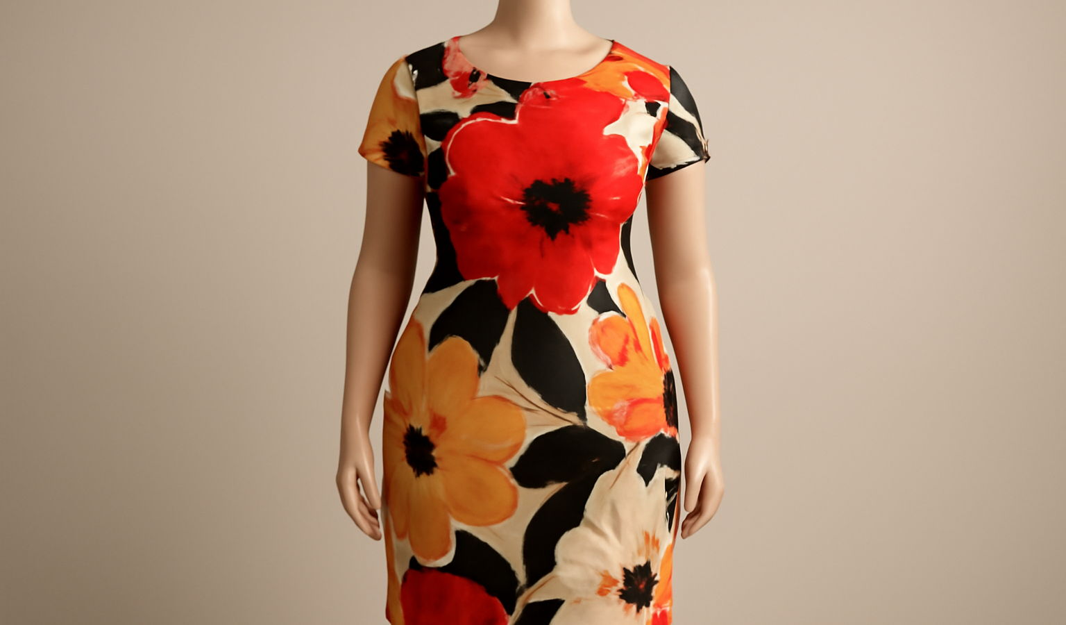 robe imprimée grande échelle sur mannequin courbe