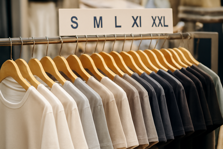 rayon vêtements avec tailles variées alignées