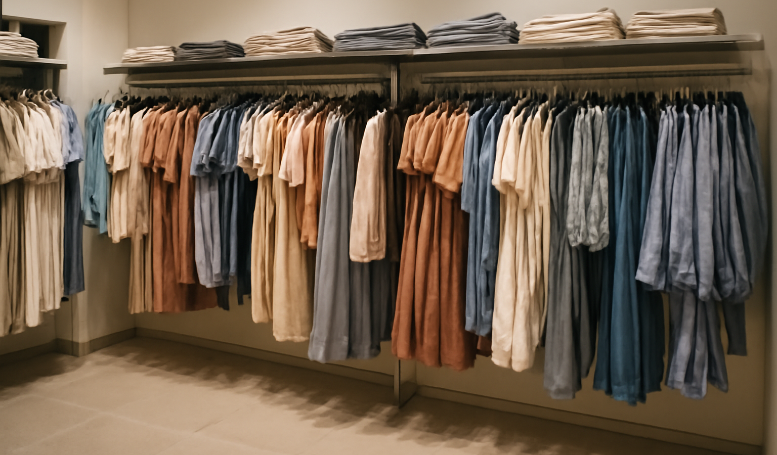 rayon vêtements tailles variées en boutique